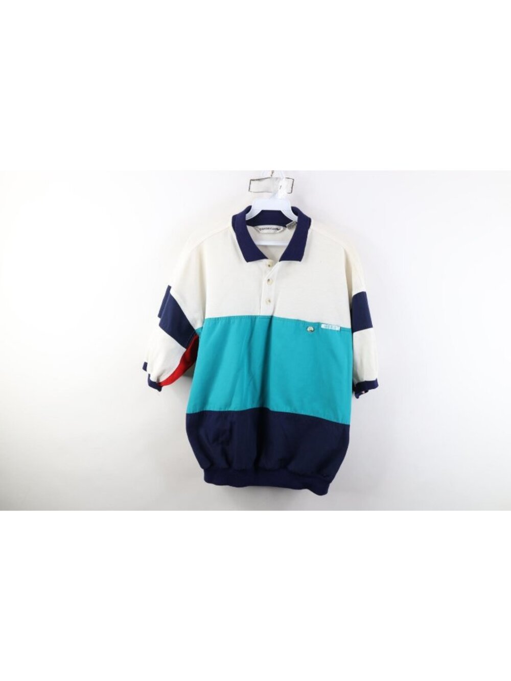 Vintage 90s Streetwear Mens Large Color Block Pullover Golf Polo Shirt Mafia Mob